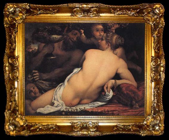framed  Annibale Carracci Bacchante with a Satyr and Two Cupids, ta009-2